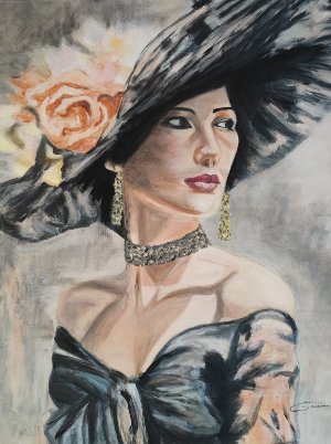 ELEGANTE AU CHAPEAU